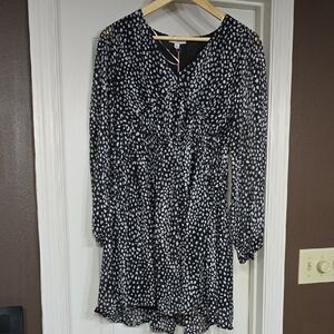 Umgee Black and White Patterned Long Sleeve Dress